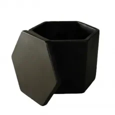 Potiche preto médio de cimento artesanal decorativo - Mart - 3