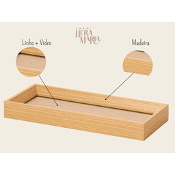 Bandeja Decorativa Decoração Sala Mesa em Linho e Mdf - 3