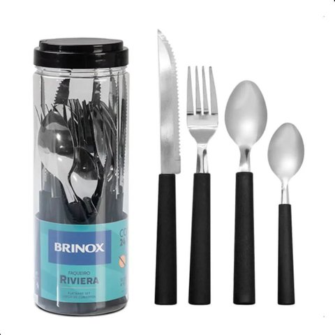 Faqueiro Riviera 24 Peças com Cabo Preto 6025712 - Brinox
