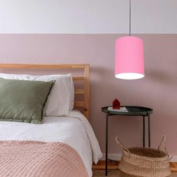 Luminária Pendente Md-4102 Cúpula em Tecido Cor Rosa-tela Cor da Canopla Canola Preta e Fio Preto - 3