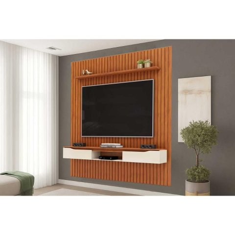 Painel Quarto P/ Tv Isac 223x240cm Freijo/off White - Dj Móveis
