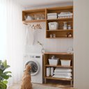 Ver imagem 5 de Armários Multiuso para Área de Serviço 3 Peças com 5 Portas Divina Marrom/Cinamomo/Off White