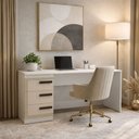 Ver imagem 1 de Mesa para Escritório Valência 3 Gavetas Creme/branco - Politorno