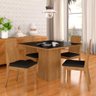 Mesa de Jantar com Vidro 4 Cadeiras Aveiro Cinamomo/preto/preto - Móveis Arapongas - 1