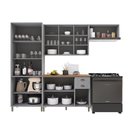 Ver imagem 4 de Cozinha Modulada 4 Peças Cristaleira Balcão com Tampo 2 Aéreos 100% MDF Bari Cinza/Titanio Fosco