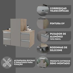 Gabinete Banheiro Coluna para Encaixe Madeirado / Cinza - 4
