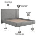 Ver imagem 4 de Cama Queen Flutuante com Cabeceira 160cm Astra S04 Linho Cinza - Lyam Decor