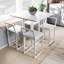 Ver imagem 1 de Conjunto Mesa Branca 4 Cadeiras Pequena Estofado Industrial White