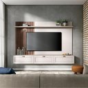 Ver imagem 1 de Rack com Painel Suspenso Camboriú para TV de até 70 - Branco/Nogueira