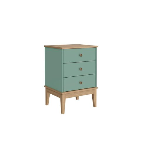 Mesa de Cabeceira Colonial com 3 Gavetas Mdp Mel Oliva Mb 1021 Movelbento