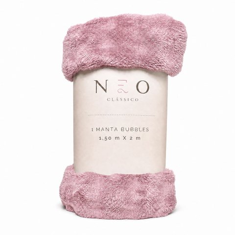 Cobertor Manta Solteiro Peseira para Cama Sofá Antialérgica Neo Bubbles Rosé 1,50x2,00m - Camesa