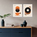 Ver imagem 2 de Kit 2 Quadros Bauhaus Laranja - Café Disco 24x18cm:moldura Preta