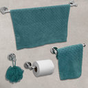 Ver imagem 2 de Jogo de Acessórios para Banheiro Kit Porta Toalha Aço Inox 4 Peças Papeleira Cabide Suporte