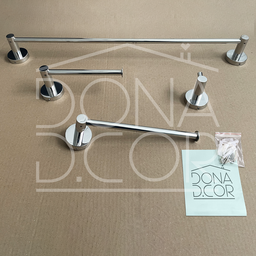 Jogo de Acessórios para Banheiro Kit Porta Toalha Aço Inox 4 Peças Papeleira Cabide Suporte - 5