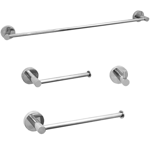 Jogo de Acessórios para Banheiro Kit Porta Toalha Aço Inox 4 Peças Papeleira Cabide Suporte