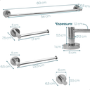Ver imagem 4 de Jogo de Acessórios para Banheiro Kit Porta Toalha Aço Inox 4 Peças Papeleira Cabide Suporte