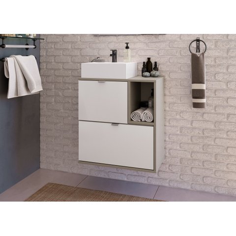 Gabinete para Banheiro com Cuba Nordic 58cm Argento/branco Móveis Bosi