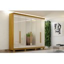 Ver imagem 1 de Armario Roupeiro Madri 6 Portas 2 Gavetas C/kit 4 Espelho Madri com Pes Chf Cinamomo/off White