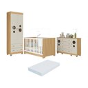 Ver imagem 1 de Quarto de Bebê Completo Berço Americano 3x1 Colchão Bombom Multimóveis Mp4642 Madeirado/off