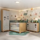 Ver imagem 2 de Quarto de Bebê Completo Berço Americano 3x1 Colchão Bombom Multimóveis Mp4642 Madeirado/off