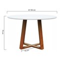Ver imagem 2 de Mesa de Jantar Tampo com Vidro Madri Madeira Maciça - Amêndoa - Tampo Ø150cm Branco/vidro Off-white