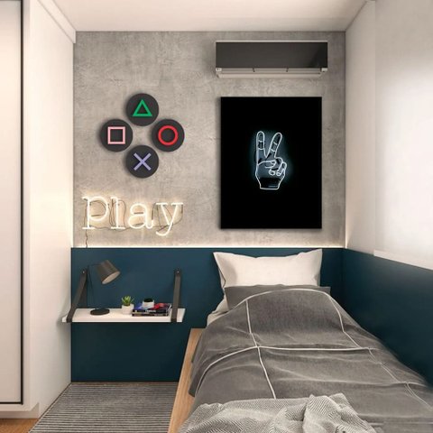 Quadro Decorativo Paz e Amor com Moldura Filete