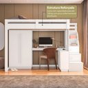 Ver imagem 5 de Cama Infantil Luare 5 Portas 2 Gavetas com Escrivaninha Branco - Pnr Móveis