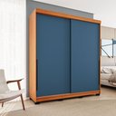 Ver imagem 1 de Guarda-roupa Casal Madri 2 Portas 2 Gavetas Azul/freijó - Politorno