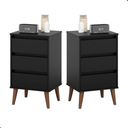 Ver imagem 1 de Kit Mesa de Cabeceira Pés Retrô 3 Gavetas Wood - Ej Móveis Cor Preto