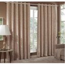Ver imagem 1 de Cortina Jacquard Sala e Quarto 2,40x1,70 Bege Ilhós Quadrado Cromado