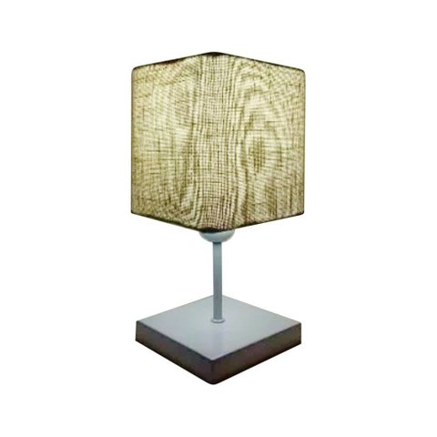 Abajur Cabeceira Para Quarto Quadrado Vivare Md-2008 Cúpula em Tecido - Bivolt - Branco / Rustico Be