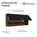 Ver imagem 4 de Armário Aéreo 105 cm 1 Porta Basculante Rustic/Preto Lille Madesa