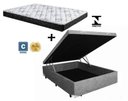 Ver imagem 1 de Cama Box Baú Casal Conforto Suede Cinza + Colchão Casal Conforto Espuma D33 20x138x188