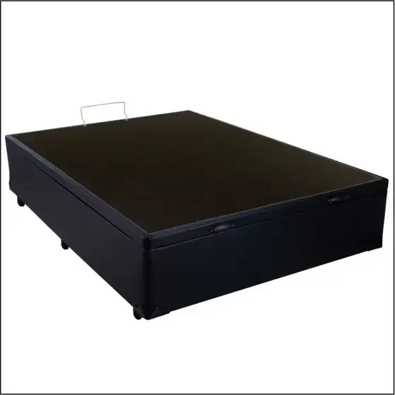 Base Box Baú Viúva Suede Preta - 39x128x188 - 2