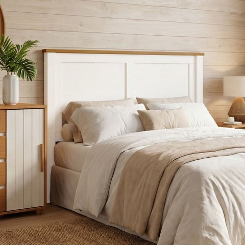 Cabeceira de Madeira Maciça para Cama Queen Mazzaro F06 Branco Freijó - Lyam Decor
