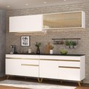 Ver imagem 3 de Armário de Cozinha Compacta 240cm Veneza Multimóveis V3696 Branco/Dourado