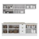 Ver imagem 3 de Cozinha Modulada Americana 8 Peças Balcão 120cm Branco/calcare com Tampo - Móveis Henn Branco/