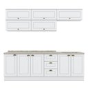 Ver imagem 1 de Cozinha Modulada Americana 8 Peças Balcão 120cm Branco/calcare com Tampo - Móveis Henn Branco/