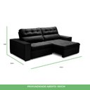 Ver imagem 6 de Sofa Retratil Reclinavel 2 Lugares 2,70 Vitória Veludo Preto Lansofbr