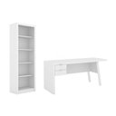 Ver imagem 1 de Escritório com Mesa para Computador 2 Gavetas com Armário Prateleiras Portas Branco - Fdecor