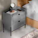 Ver imagem 3 de Mesa de Cabeceira Industrial Cinza para Cama Moriah 60cm:preto/cinza