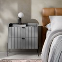 Ver imagem 2 de Mesa de Cabeceira Industrial Cinza para Cama Moriah 60cm:preto/cinza