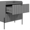 Ver imagem 7 de Mesa de Cabeceira Industrial Cinza para Cama Moriah 60cm:preto/cinza