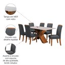 Ver imagem 5 de Conjunto de Mesa Sala de Jantar Tampo com Vidro 1,60m 6 Cadeiras Grécia Dobuê