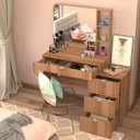 Ver imagem 4 de Penteadeira Camarim com Espelho 4 Gavetas 3 Nichos