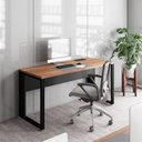 Ver imagem 2 de Plataforma Trabalho Individual com Caixa de Tomadas F5 Office 135cm Industrial Nogal e Preto Marrom