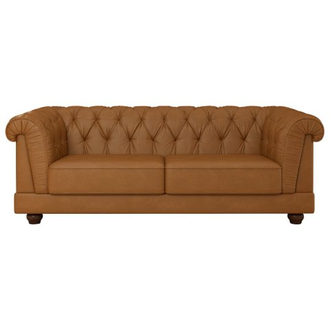 Sofá Living 3 Lugares 220cm Apso Courino Caramelo - Sallar Home