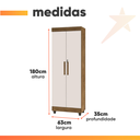 Ver imagem 4 de Armário Multiuso 2 Portas com Chaves Texas Jequitiba /off White