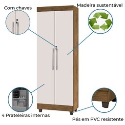 Armário Multiuso 2 Portas com Chaves Texas Jequitiba /off White - 5