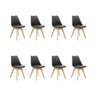Kit 8 Cadeiras Estofadas Saarinen Wood Pés de Madeira Preto - 1